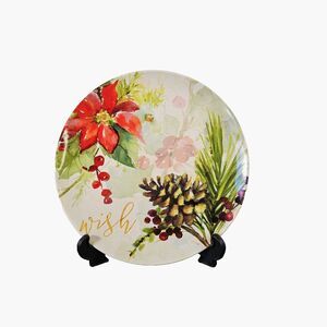 Rare Find Poinsettia Wish Plate 9” Certified International Lanie Loreth